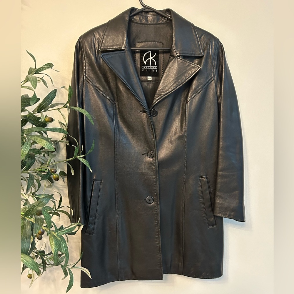 Black Leather Jacket Mid Thigh